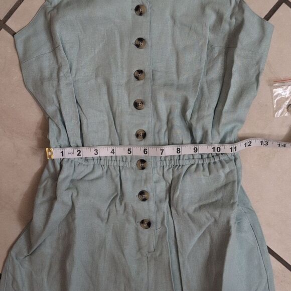 NWT ModCloth Every Waking Momentum Jumpsuit Linen blend light bluegreen size S - Picture 4 of 10